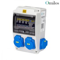   Szerelt ipari csatlakozótábla, 4x230V, kismegszakítóval, Fí relével