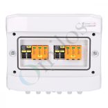 Solar DC védelmi elosztó, IP65, T2 DC 1000V, 2 string / 2 MPPT, 2x2P 10x38, sorkapocs csatlakozással