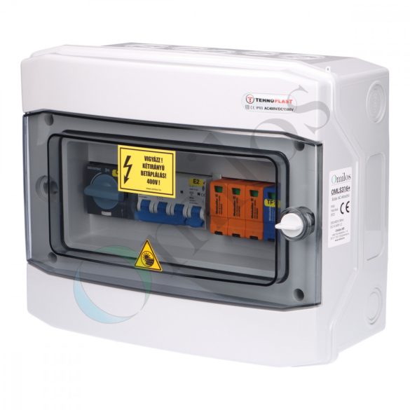 Solar AC 3F védelmi elosztó, IP65, 10A, T2 túlfesz. védelem, + vezérlés védelem