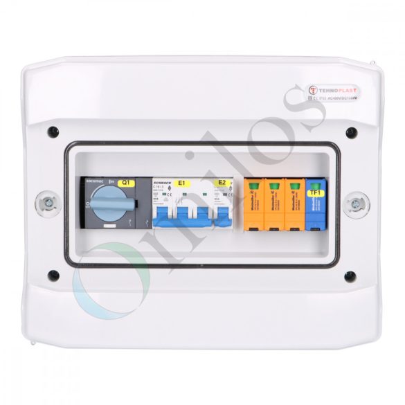 Solar AC 3F védelmi elosztó, IP65, 16A, T2 túlfesz. védelem, + vezérlés védelem