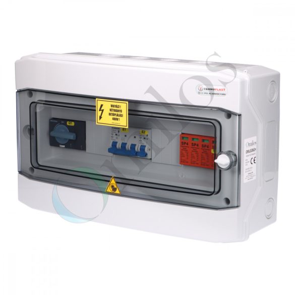 Solar AC 3F védelmi elosztó, IP65, 40A, T2 túlfesz. védelem, + vezérlés védelem